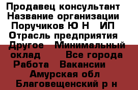 Продавец-консультант › Название организации ­ Поручиков Ю.Н., ИП › Отрасль предприятия ­ Другое › Минимальный оклад ­ 1 - Все города Работа » Вакансии   . Амурская обл.,Благовещенский р-н